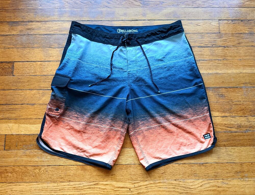 BILLABONG Recycler 73 Pro Boardshorts | Blue/Black/Orange Mens sz 36